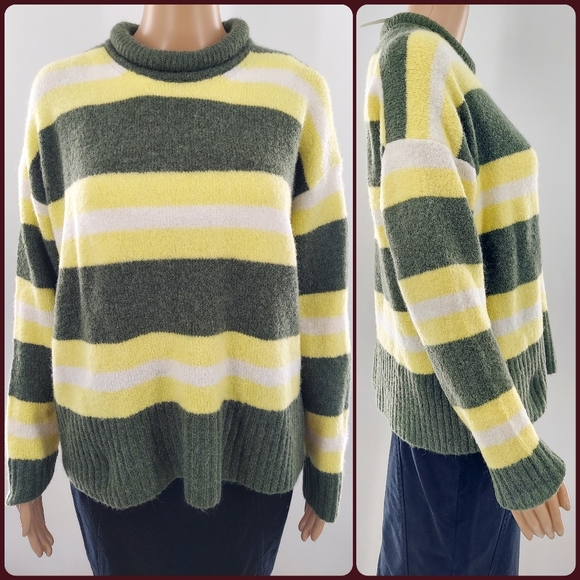 Madewell Fulton Striped Pullover Sweater M - Picture 2 of 5
